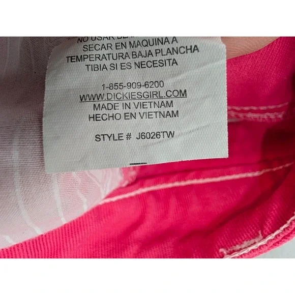 Dickies Denim Shorts Womens Hot Pink Twill Cotton Carpenter Juniors‎ Sz 1/25 Y2K - Picture 9 of 10